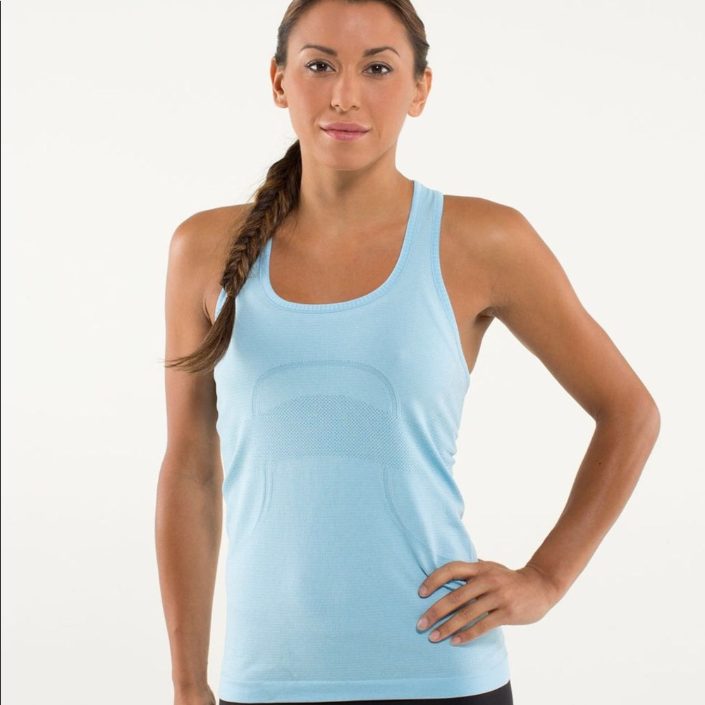 Lululemon Swiftly Tank in Heathered Blue Moon Sz 4